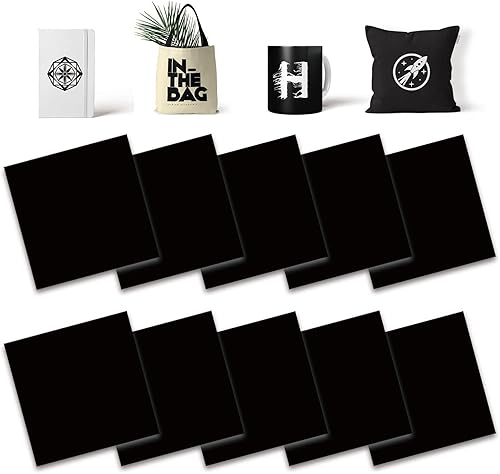 Hojas de transferencia negras, 10 piezas de 12 x 12 pulgadas, papel de sublimación preimpreso de color liso sólido para tazas de prensa de calor,