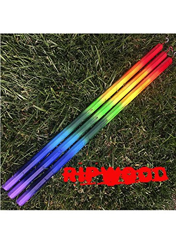 RipWood "Rainbow Shaft - 9 Color Wood Attack Lacrosse Shaft/Stick/Handle - Solid ash, Hand Made in The USA, Includes Jimalax End Cap