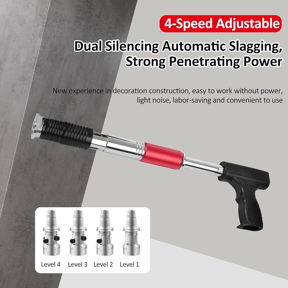 Manuelle Nagelpistole - 5 Gänge, Für Stahl & Beton, 100 Nägel Inklusive, Leise