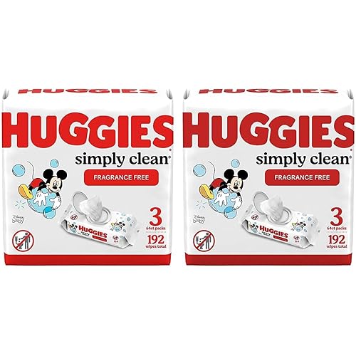 Huggies Simply Clean Fragrance-Free Baby Wipes, 3 Flip-Top Packs (192 Wipes Total) (Pack of 2)