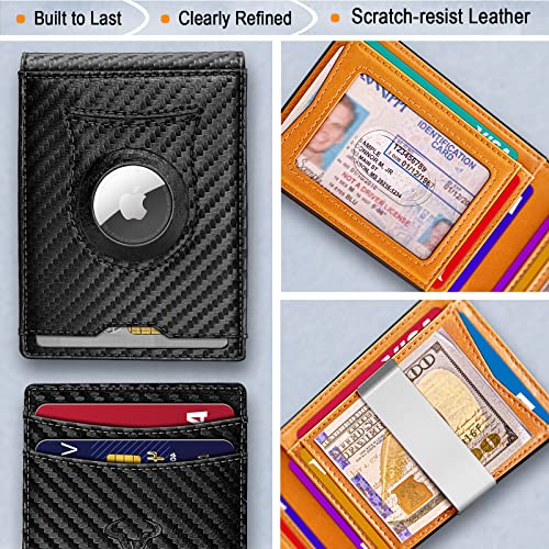 Bulliant Men Wallet, Slim Leather Wallet Rfid Blocken For Men Standard And Apple Airtag Use 11Cards #TOP2