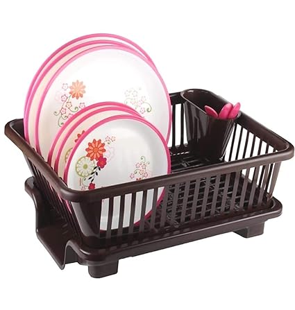 Squickle Bs Plastic Kitchen Sink Dish Drainer Drying Rack Washing Basket Dish Drainer Rack With Tray Amazon In Home Kitchen