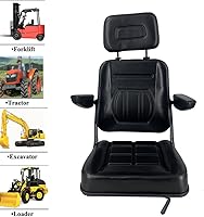 Vista 4 de Asiento de suspensión universal para tractor, asiento de carretilla elevadora ajustable de 6/5.906 in con pista deslizante, reposabrazos