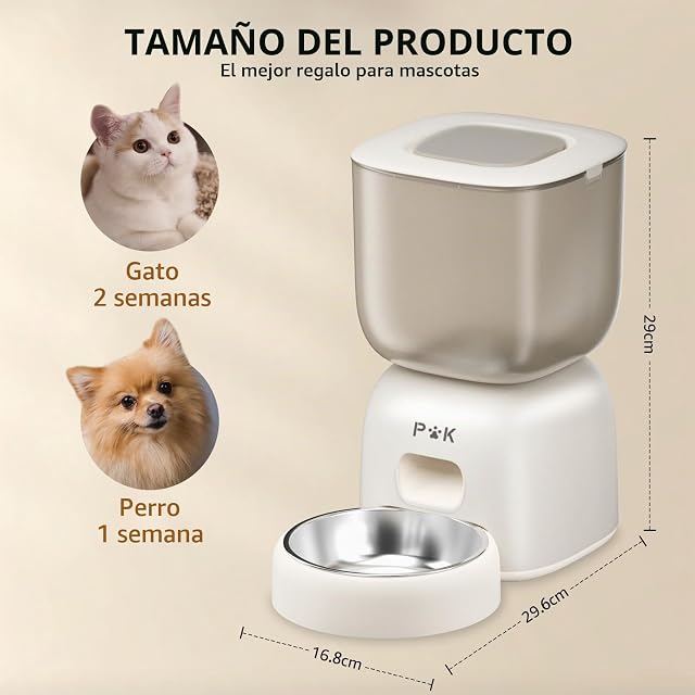 Foto 8 de 8 de PUPPY KITTY Comedero Automático Gato, 2.4G WiFi Dispensador Comida Gatos con Grabación de Voz 10S