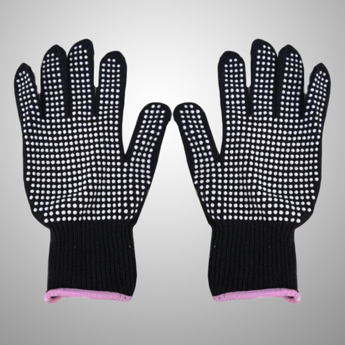 DOITOOL Heat Resistant Hair Straightener Gloves for Men, Black Cotton PVC