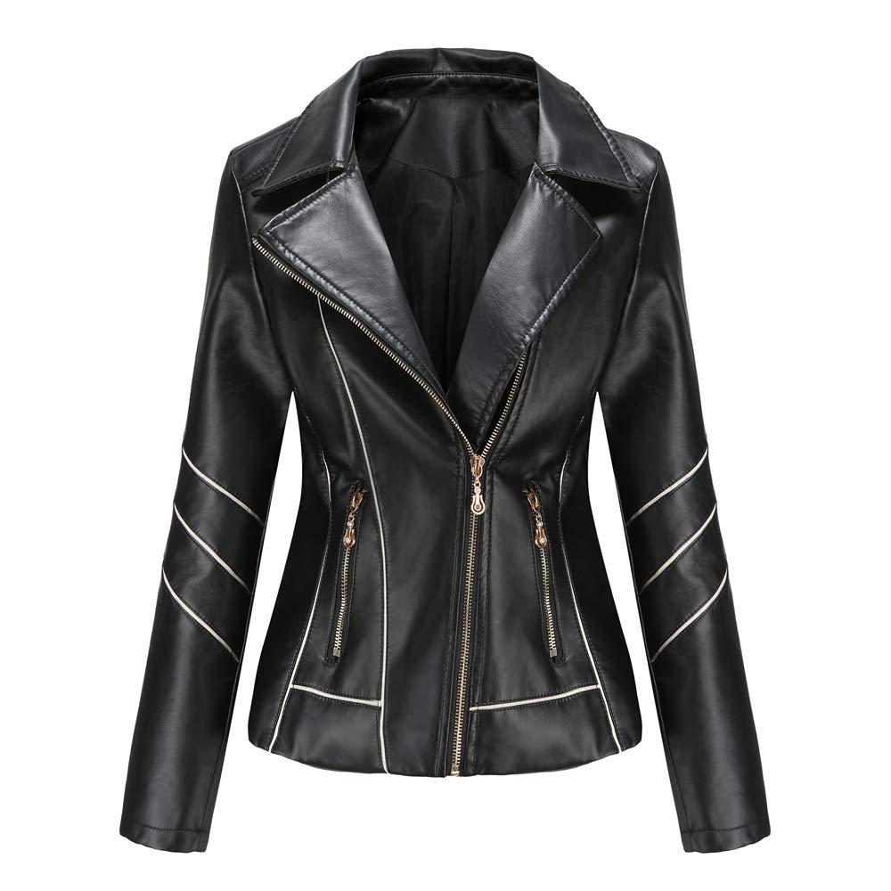 E-girl Damen Kunstleder Motorradjacke Revers RV,EU 32-44