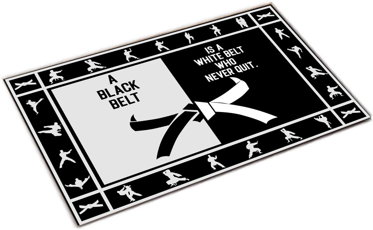 Karate Black Belt Welcome Doormat, Outdoor Indoor Doormats, Martial Arts Mat Decoration, Karate Door Mat Rug, Taekwondo, Judo Gifts, Black Belt Gift for Karate Lover, Fighter, Sensei, Coach, Boy, Men
