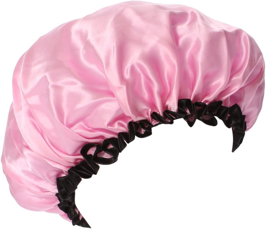 Kim Kimble Slumber Cap Hair Bonnet (Pink Silk) - Helps Hair Retain Moisture - Protects Styling
