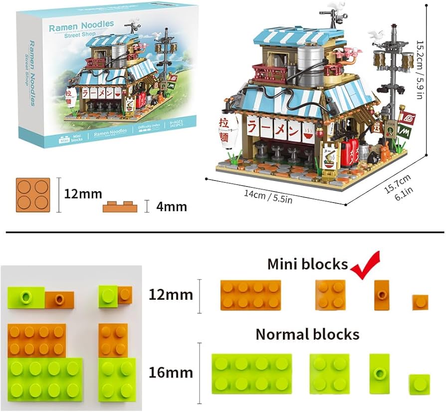 みんみんshop Japanese Ramen Shop Building Blocks Set - Mini Brick