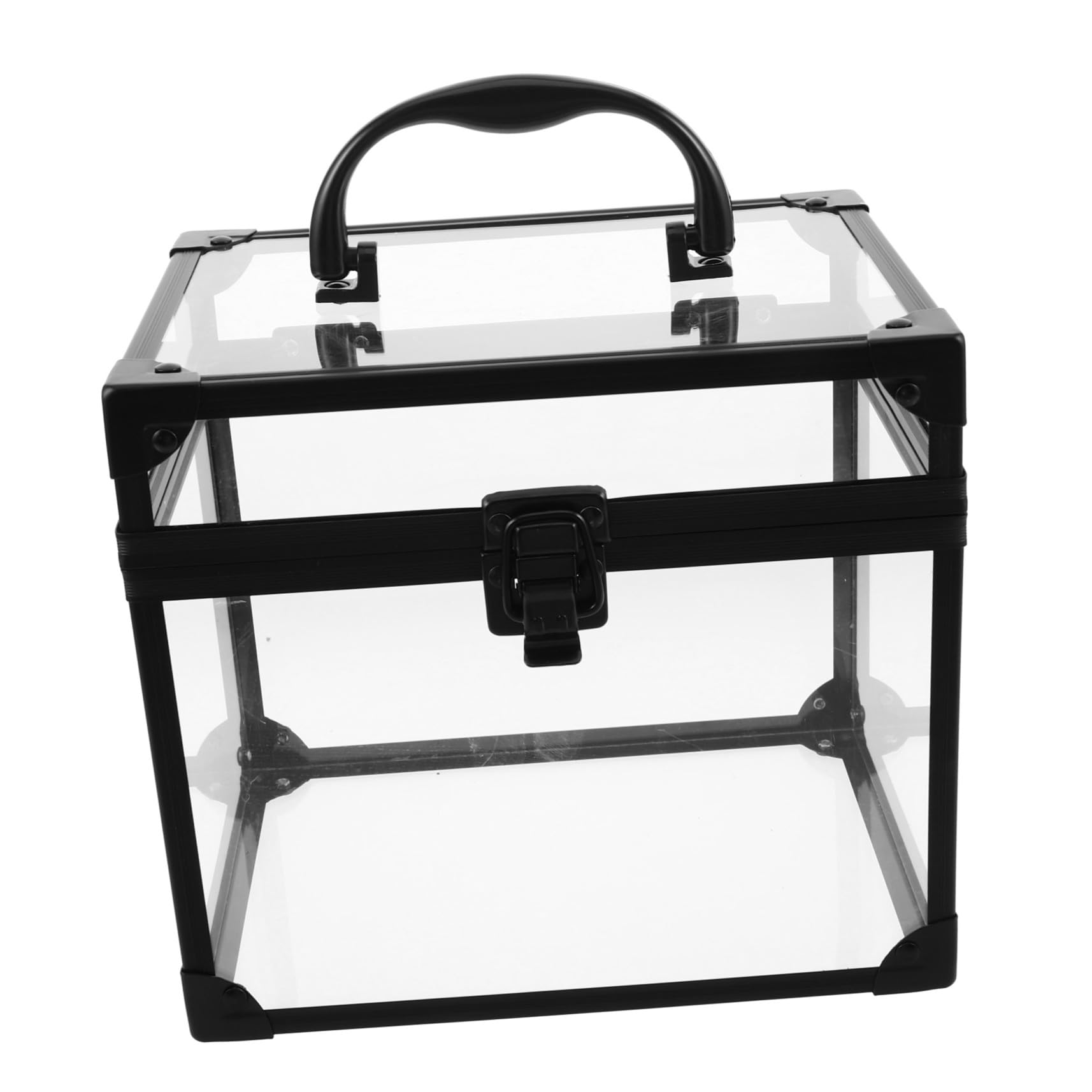 Boîte de rangement pour disques vinyles avec poignée de transport portable