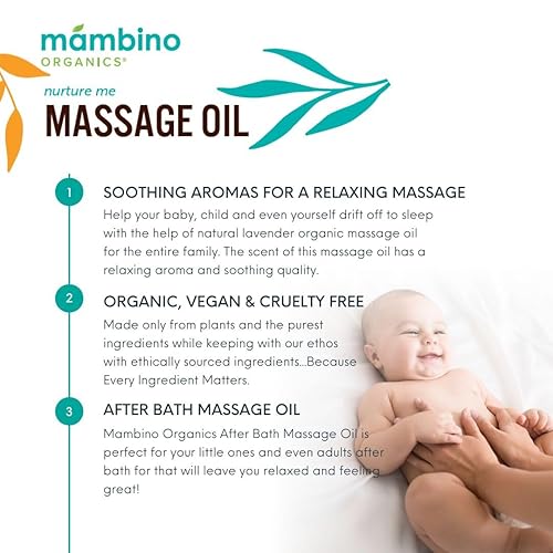 Miniatura 4 de Mambino Organics Aceite de caléndula para bebés después del baño, paquete de 3 aceites de baño de masaje para el sueño, la sequedad, la picazón y el