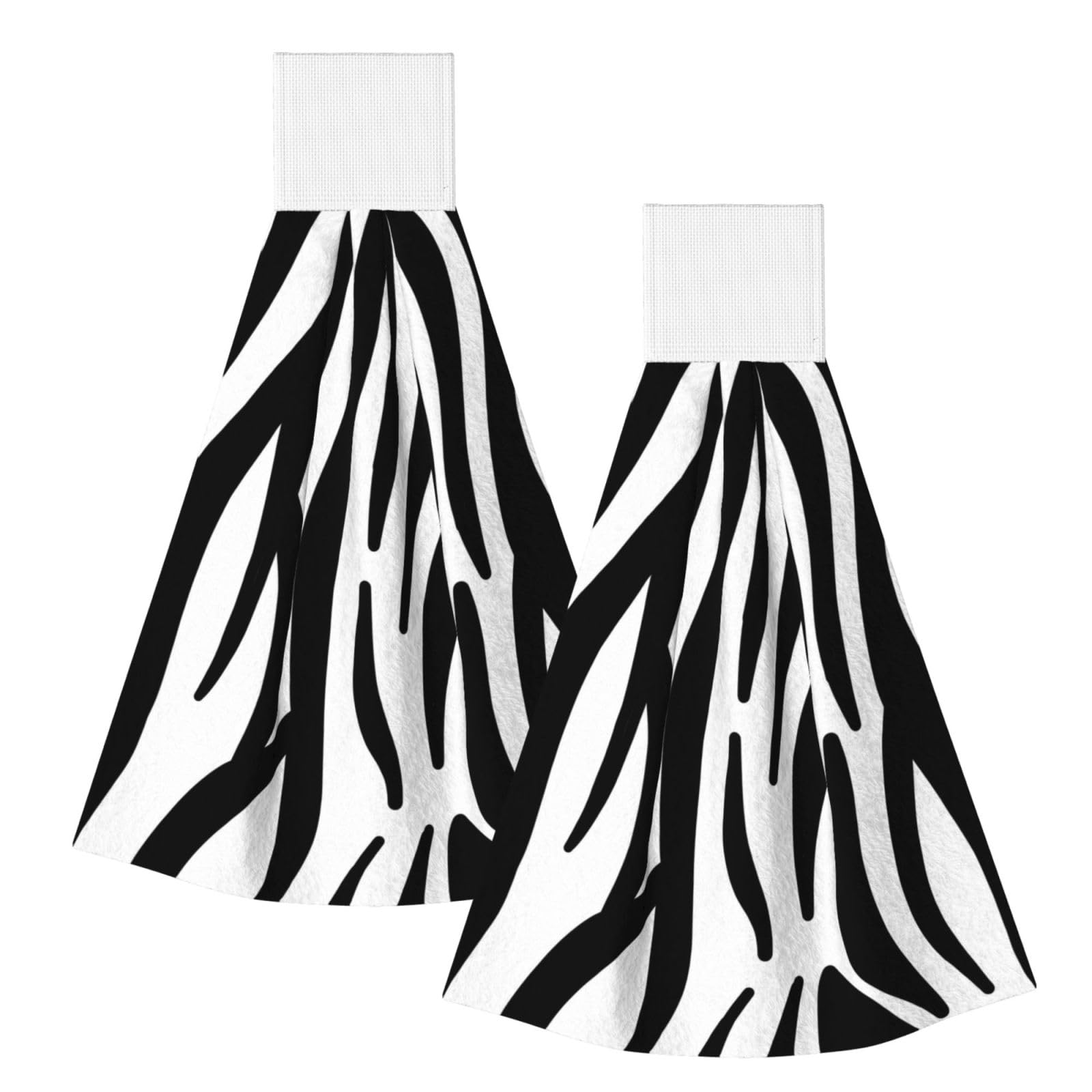 DOPKLNA Zebra Print, 2 Pcs Hanging Coral Fiber Hand Towels for Bathroom, Absorbent Kitchen Towels