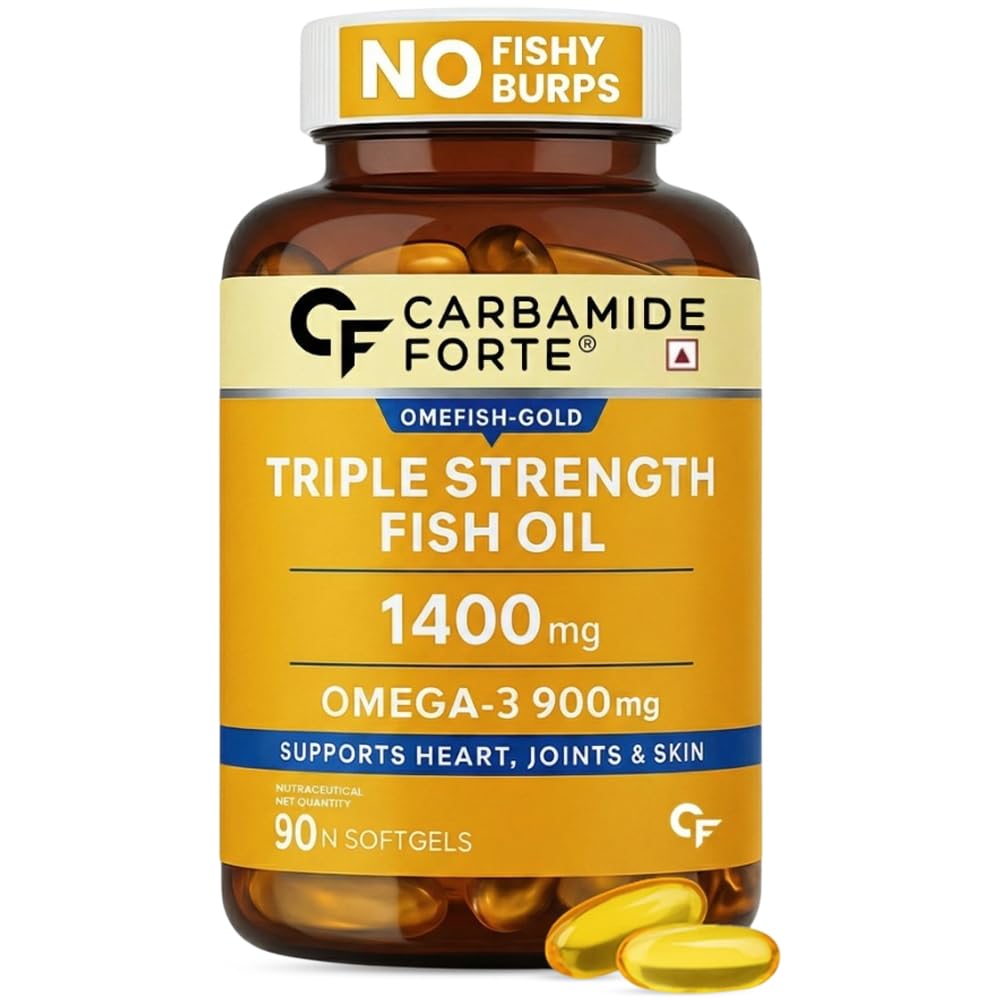 Carbamide Forte Triple Strength Fish Oil 1400mg with Omega 3 900mg for Men & Women - 90 Softgel Capsules