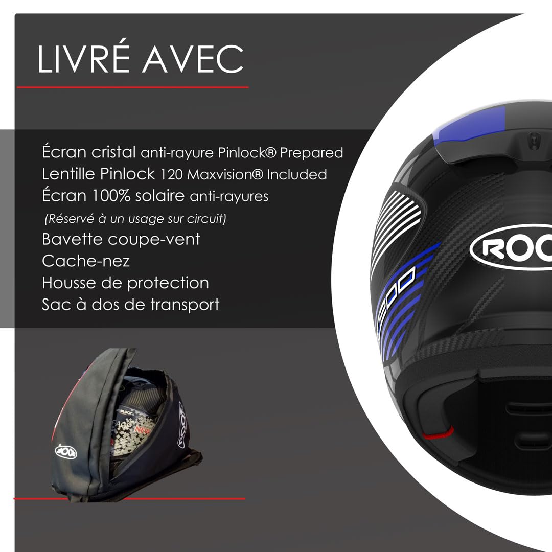 ROOF RO200 Carbon Casco Moto Integrale In Fibra Di Carbonio - Colore Speeder Blu - Il Casco Più Leggero Del Mondo - Prezzo Di Fabbrica - 4 Anni Di Garanzia