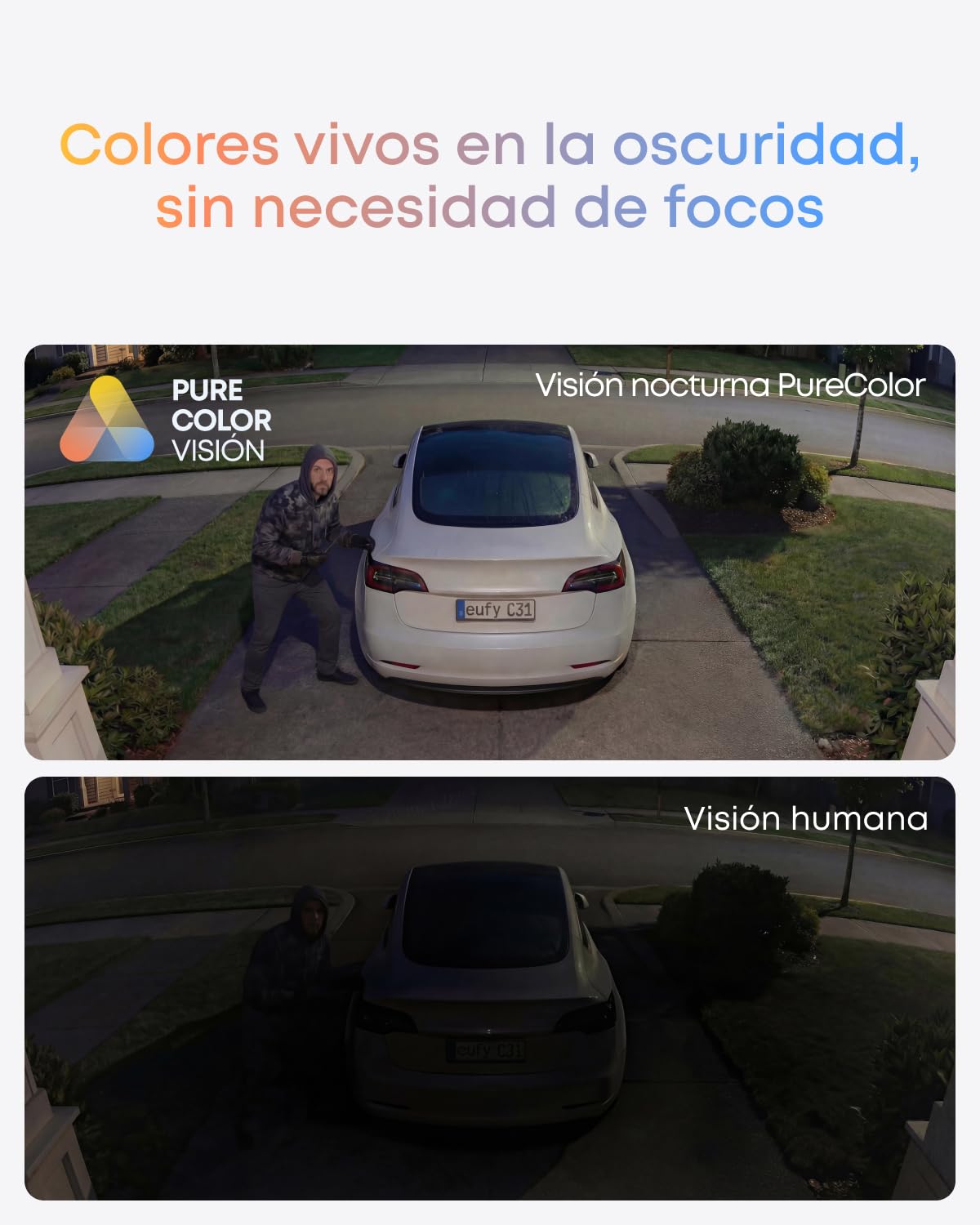 eufy Security C31 camara vigilancia wifi exterior e interior, cámara para mascotas y bebés con aplicación móvil, visión nocturna en color, giro e inclinación de 360,almacenamiento local,grabación 24/7