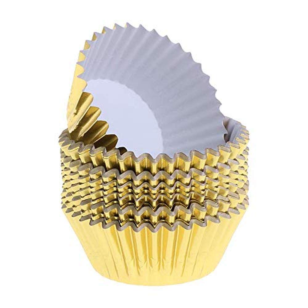 Sitrda Gold (100Pcs Aluminium Foil Paper Cupcake Cup Muffin Baking Cups Liners Cupcakes Case