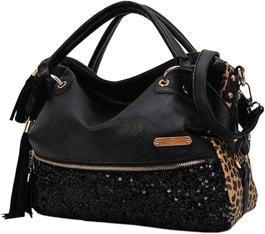 Women Leopard Print Handbag And Purse Tassel Tote ShoulderBag Satchel