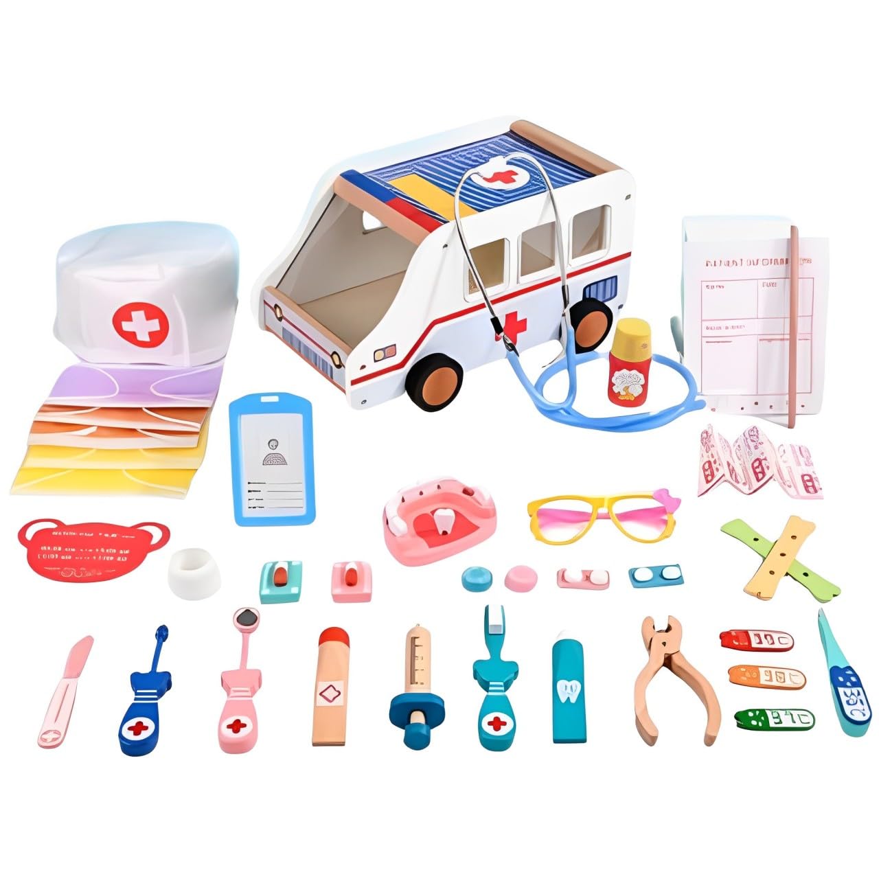 BLiSS HUES Wooden Doctor Kit for Kids- Medical Kits Pretend Role Play Educational Toy with Storage Case for Kids Girls Boys (Doctor_Set_42Pcs) (B0D2L98L1G) Amazon Price History, Amazon Price Tracker