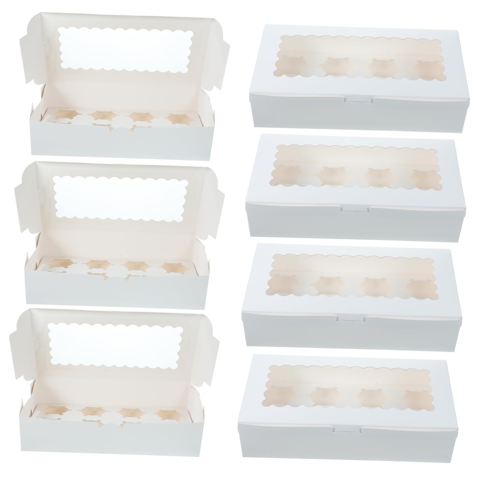 Unomor 10pcs Cake Boxes Paper Window 12.32 x 6.30 x 2.95 Inches Easy to Carry for Cupcake Dessert Candy Storage