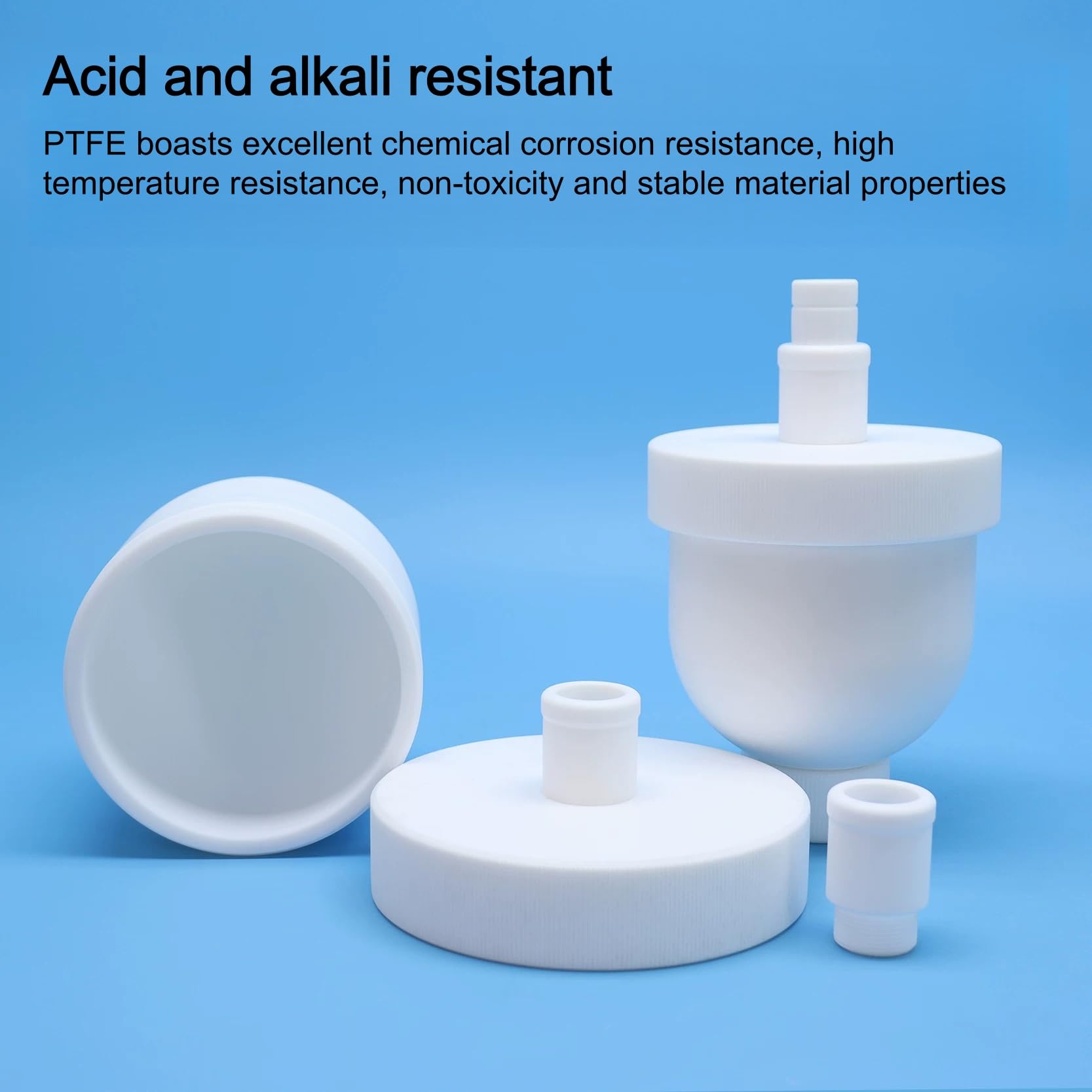 Recipiente de reacción de PTFE, matraz de fondo redondo de un solo cuello 24# Joint Lab | PTFE de alta pureza, resistente al ácido y al ácido, junta roscada, dispositivo desmontable.(Single-Neck 50ml)