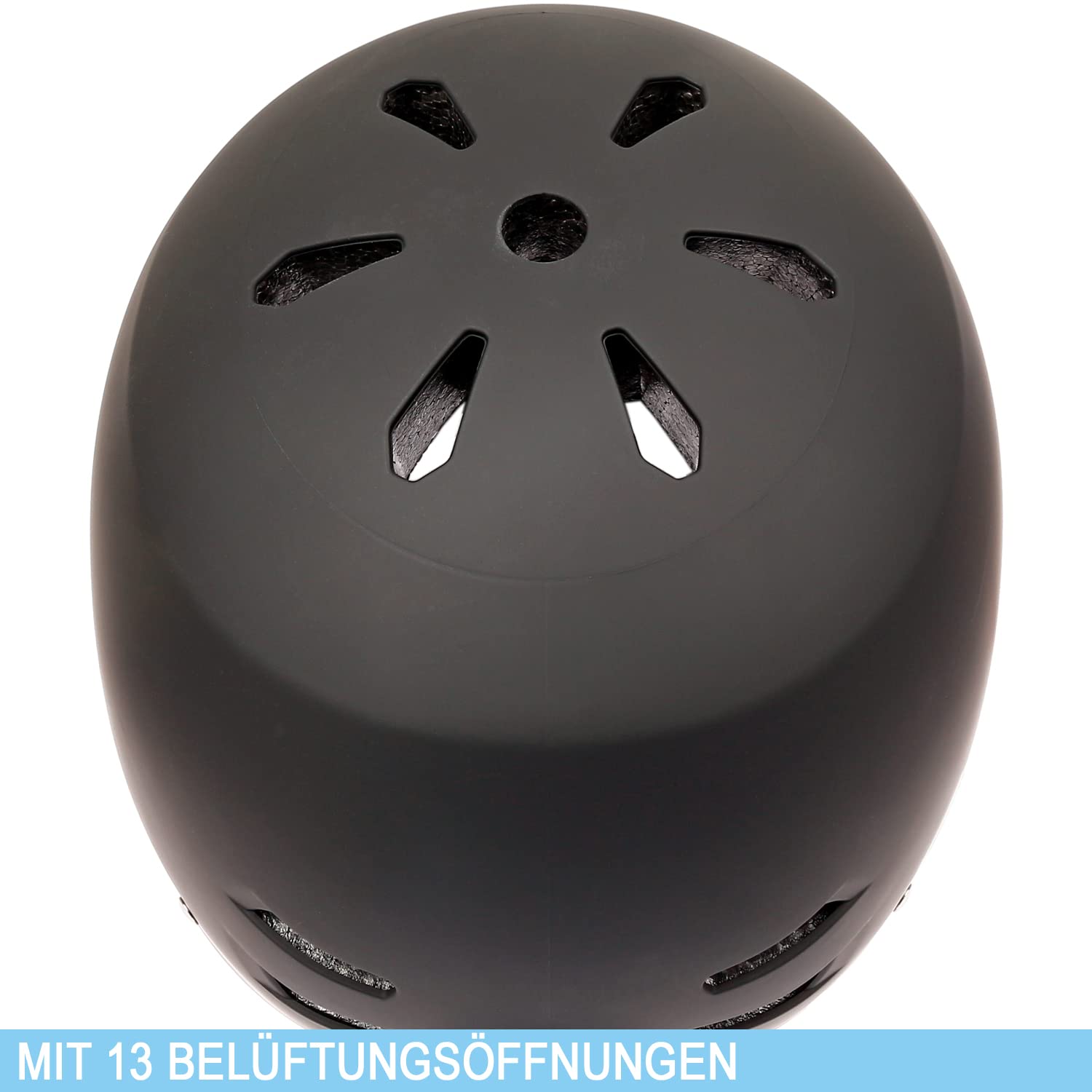 Mach1 Casque de skate noir mat – Casque pour skateboard, BMX, skateboard, longboard, patins à roulettes, casque de vélo