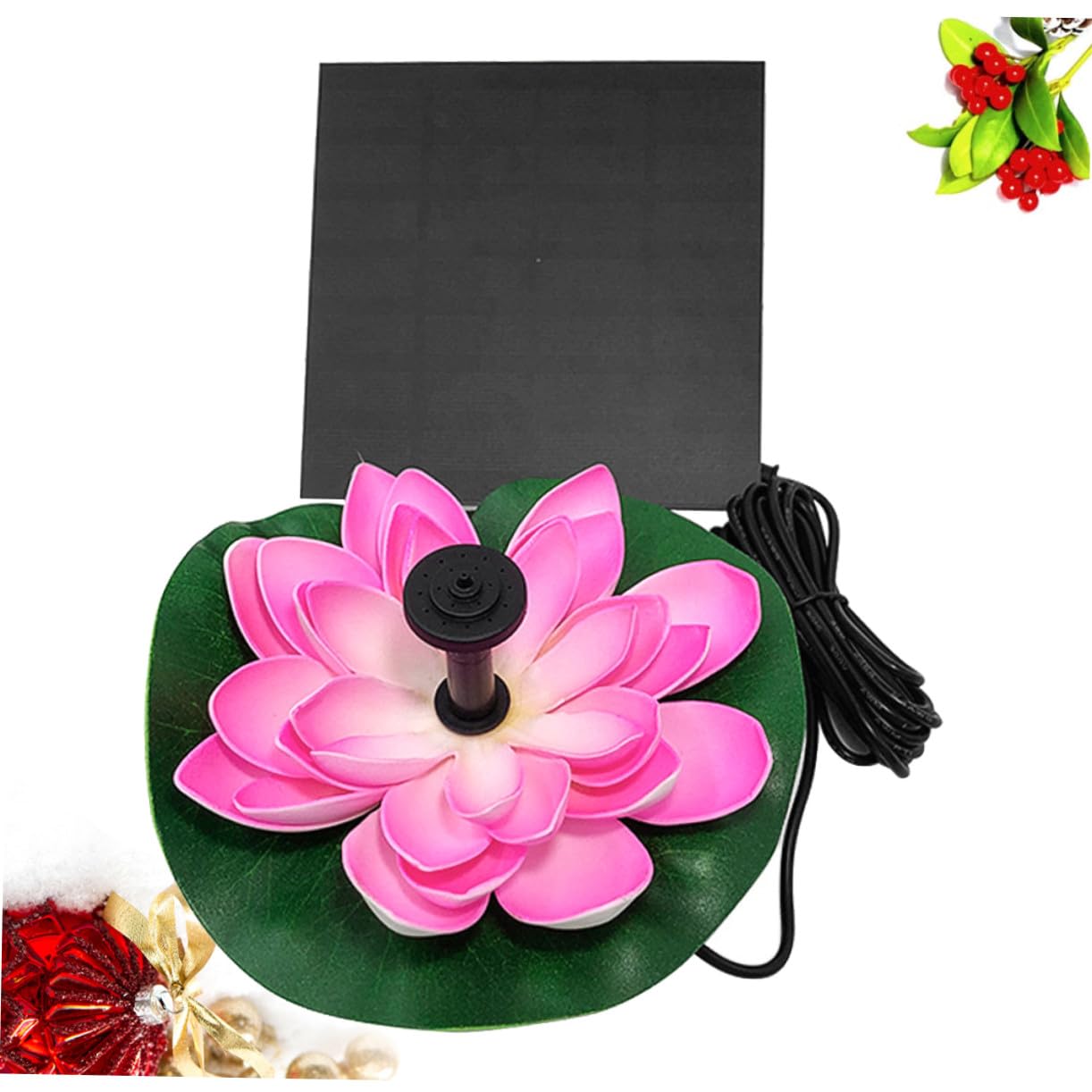 Pompa Solare Pompa per Acqua Piscina e Vasca a Forma di Loto per Fontana da Giardino in Plastica Design Galleggiante per Atmosfera Estiva e Decorazione