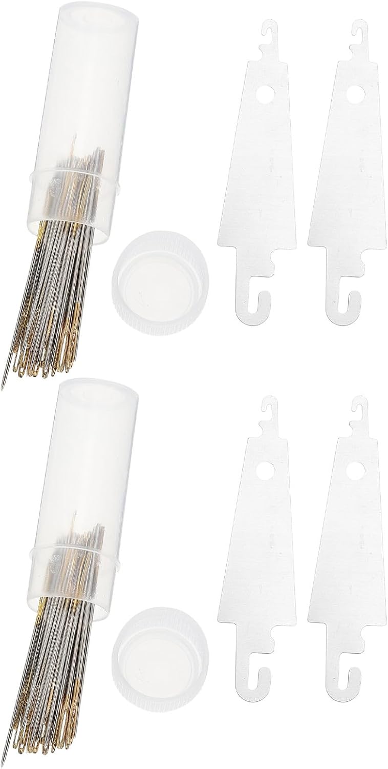 WOFASHPURET 2 Sets Cross Stitch Sewing Needles Kit with Threading Tools, Sizes 22#24#26 Gold Eye Embroidery Needles for DIY Handcrafts and Needlework Accessories