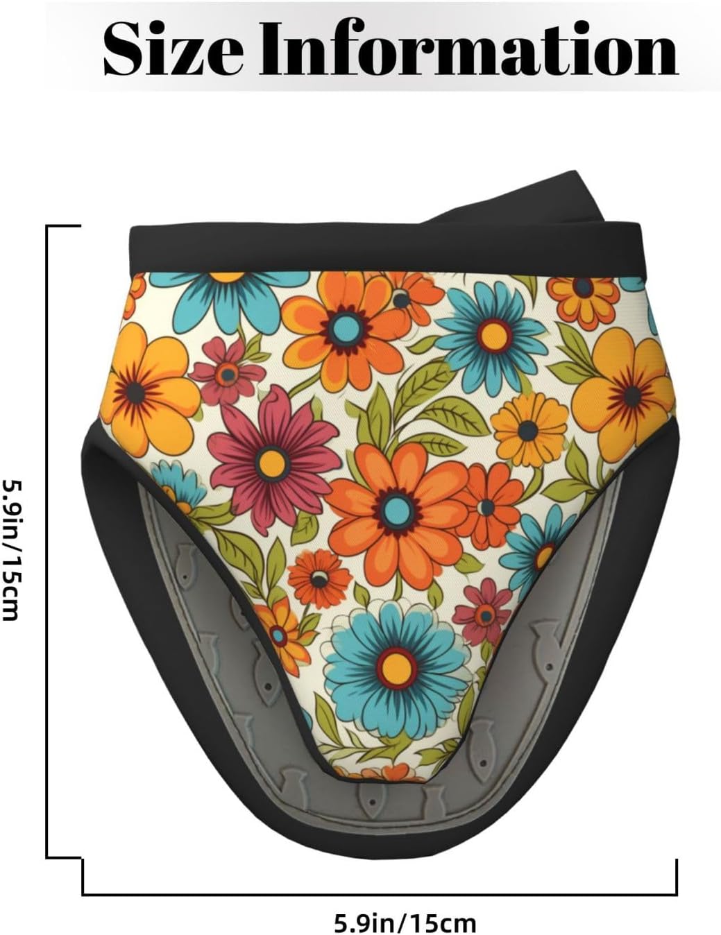 Mini Oven Mitts Hippie Flower Retro 2-Pack Set Silicone Grip Kitchen Gloves Heat Resistant 5.9”x5.9” Hanging Loop Mittens for Cooking Baking BBQ Oven Mitt