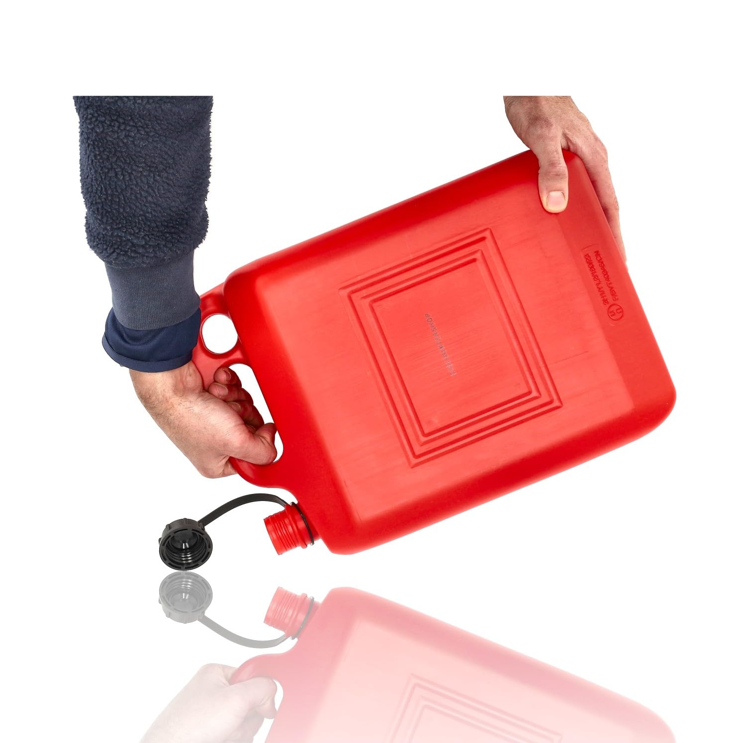 Bidon 10 Litres Rouge - Lot de 4 - Bidon de Carburant Homologué par l'ONU pour Essence et Diesel - Comprend un Long Bec Verseur et un Tuyau de Remplissage - Pour Voiture, Bateau, Atelier et Camping