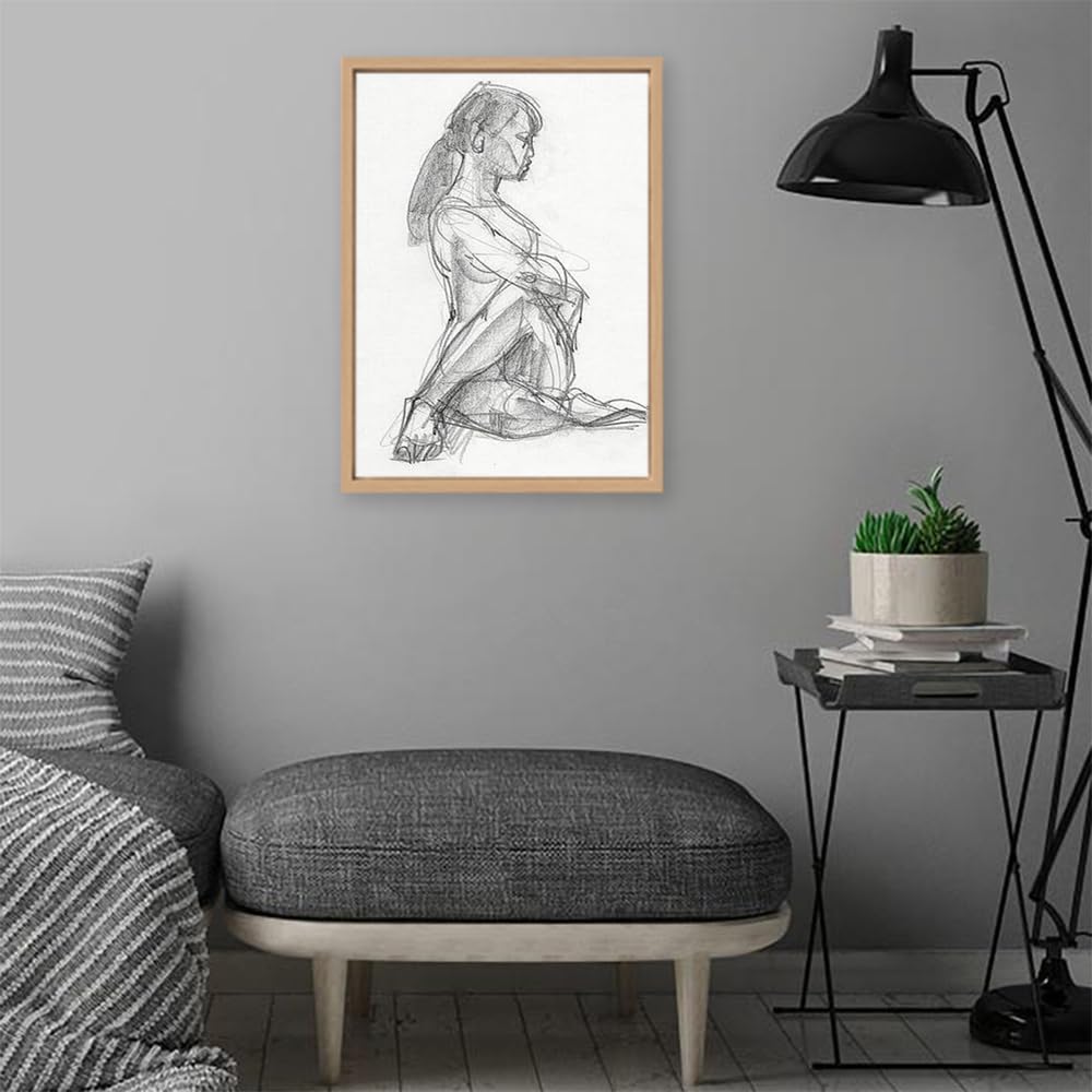 VERRE ARTVERRE ART Printed Framed Canvas Painting for Home Decor Office Wall Studio Wall Living Room Decoration (14x22inch Wooden Floater) - Yoga study Uin 2116 Print