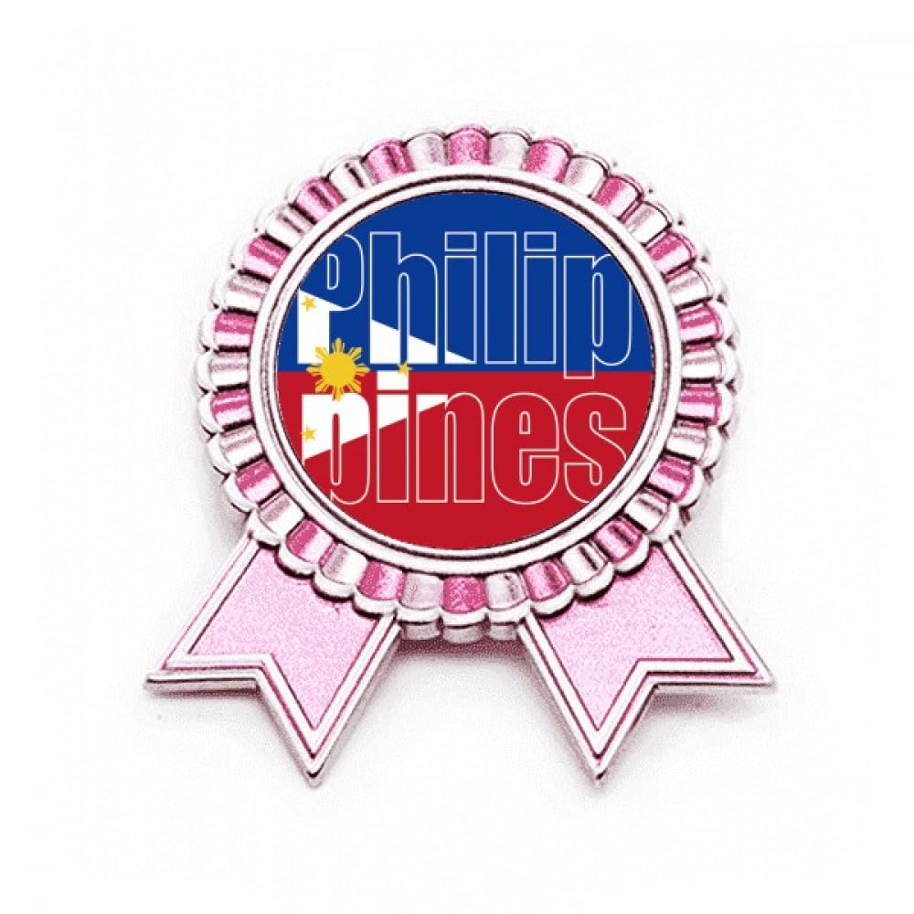 Broche drapeau des Philippines rose M accessoire mode métal pour sac
