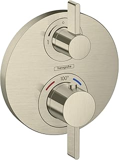 Ecostat S Modern Minimalist Volume and Auto Temperature Control 2-Handle Thermostatic Shower Valve Trim in Brushed Nickel, 15757821