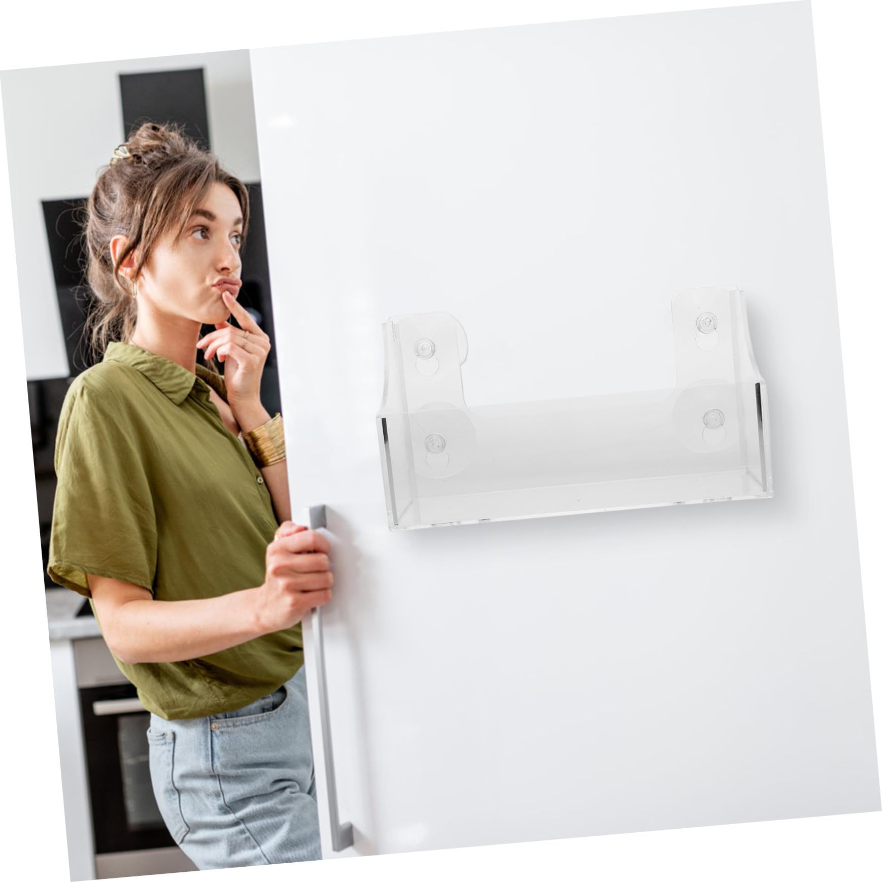 VALICLUD Estante Botellero de Acrílico Ventosas para Nevera, Organizador Lateral para Latas, Ahorro de Espacio y Fácil Instalación en Puerta de Refrigerador