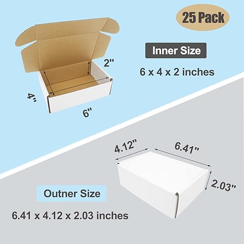 Miniatura 2 de Cajas de envío de 6 x 4 x 2, caja de correo corrugado pequeña, caja de cartón blanco para pequeñas empresas, embalaje plano barato, embalaje ligero