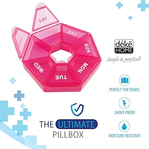 Miniatura 23 de Pastillero portátil de 7 caras, planificador de medicamentos, estuche pequeño (contenedor semanal de siete días) para medicamentos, cajas de soporte