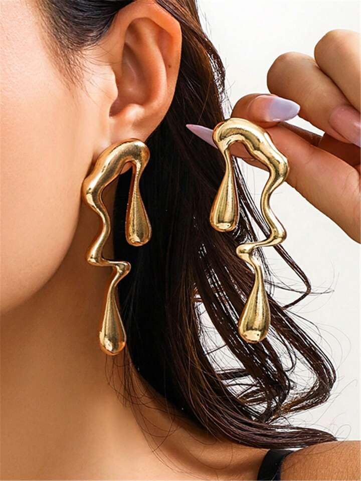Image of Drop Dangle Earrings Set for Women and Girls | Celebrity Inspired Trendy Stylish Gold Plated Earrings Set Of 1