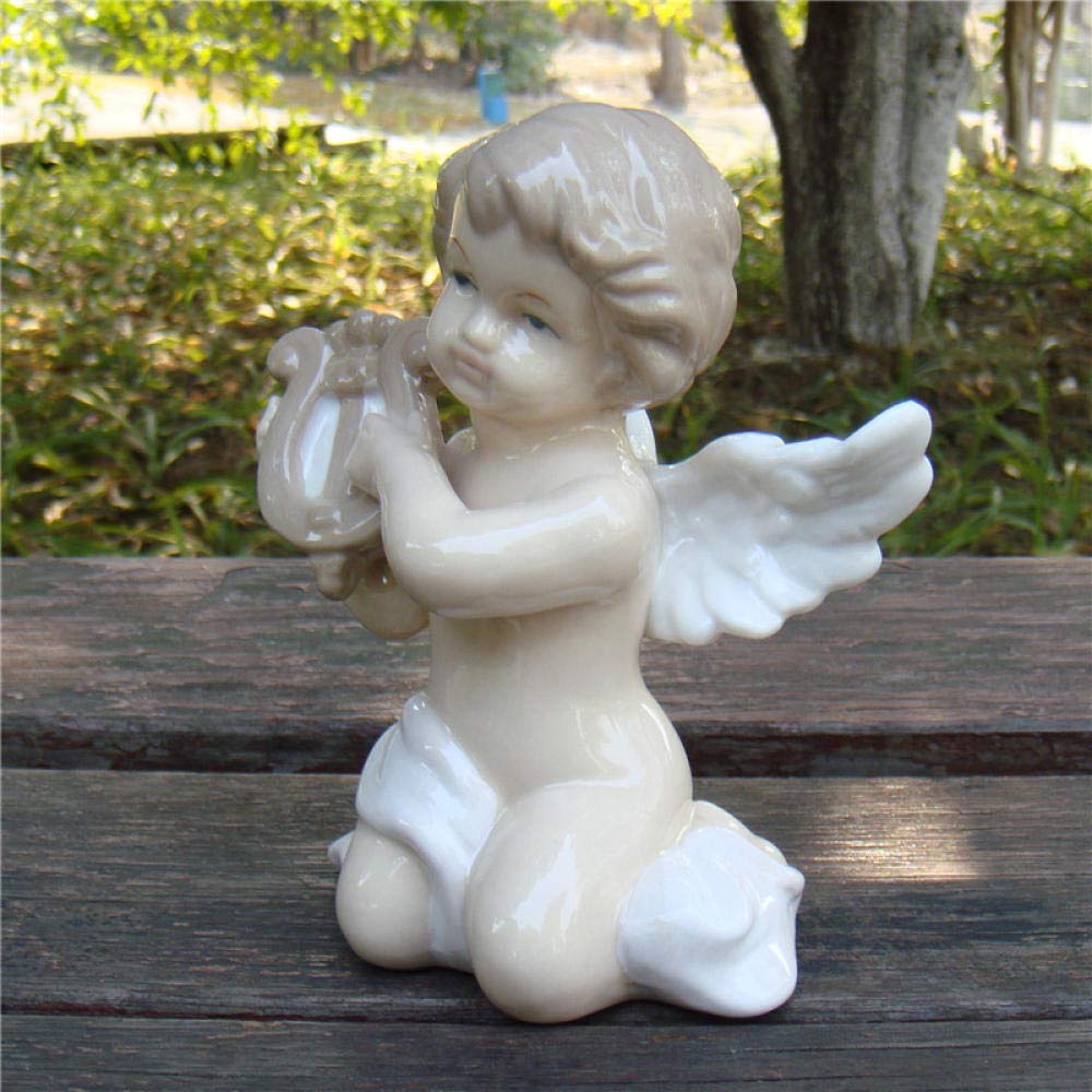 Amazon.co.jp: 彫像置物動物像装飾品かわいい磁器天使置物手作り陶器