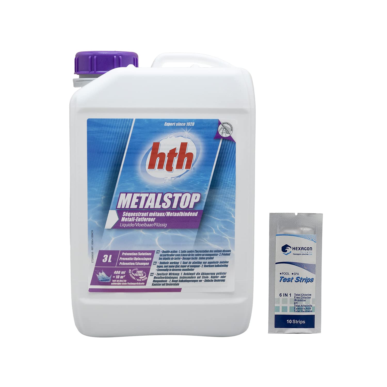 HTH METALSTOP Liquide - 3L | Séquestrant Métaux + 10 Tests HPS OFFERTS 6 en 1