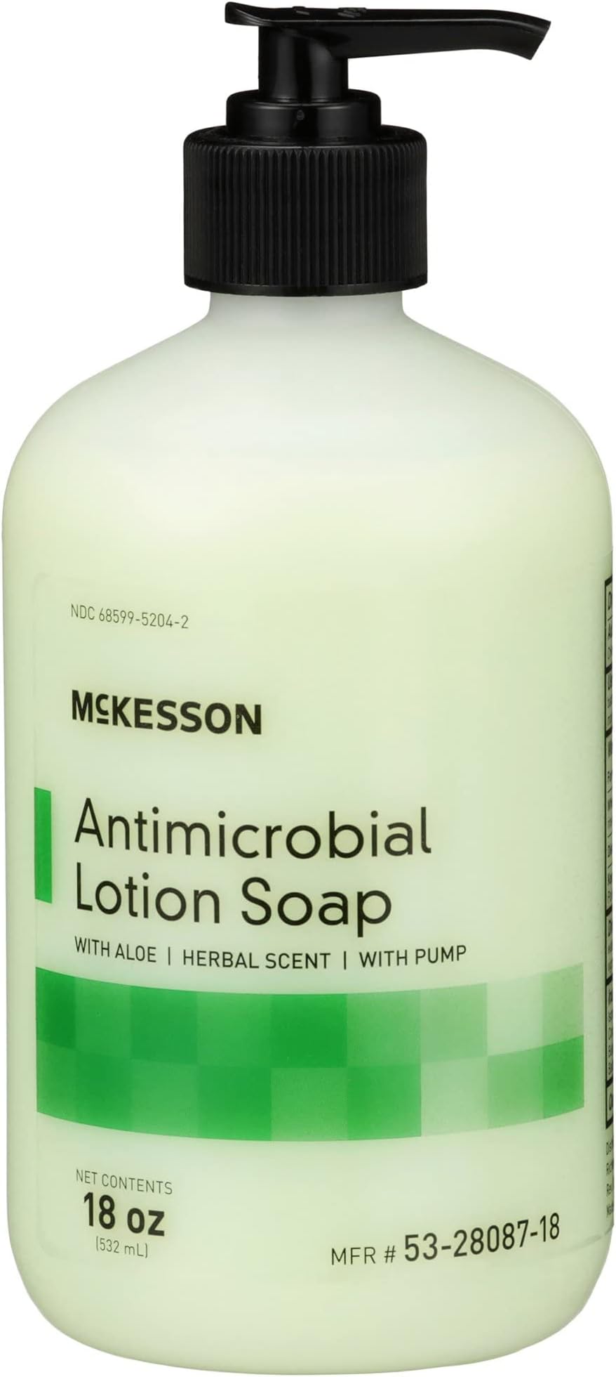 McKesson Antimicrobial Lotion Hand Soap with Aloe, 18 oz Pump Bottle [Pack of 1] - Herbal Scent, Keeps Hands Clean and Moisturized, Medical-Grade Soap