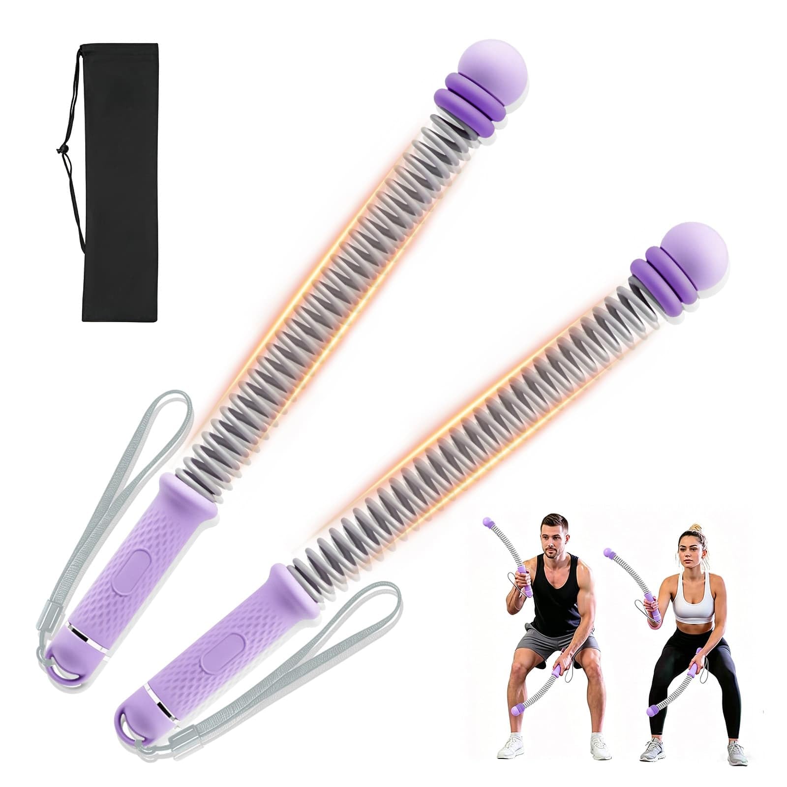 Dyuee Men's Purple Upgrade Weighted Ropeless Battle Ropes With Carry Bag 2 Pcs Cordless Training Ropes For Home Gym Quiet & Portable Workout Equipt Low-Impact Strength & Hiit For & Wo (Purple)