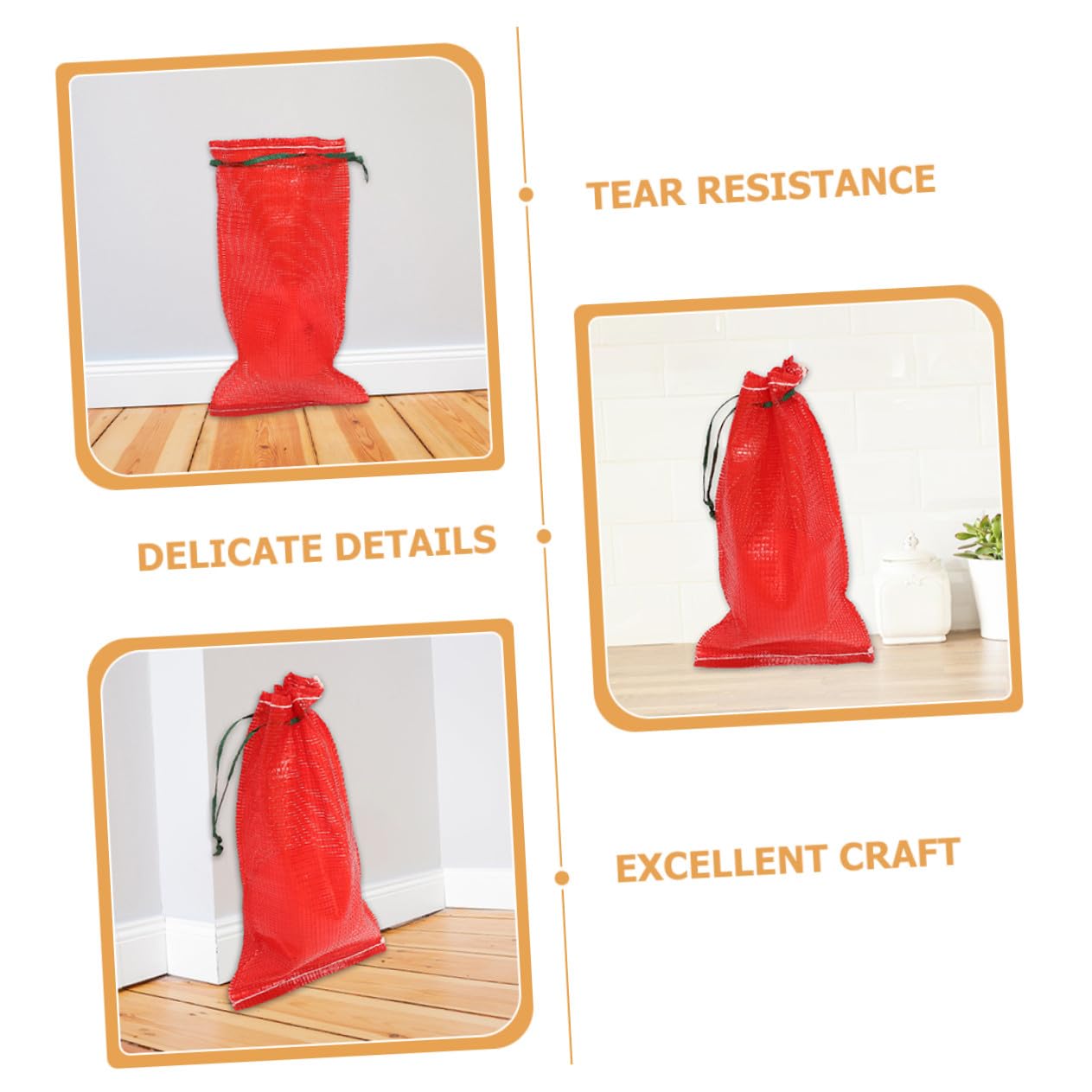 iplusmile Bolsa de Malla Cordón 50 Piezas Polipropileno Rojo 49x27 Cm