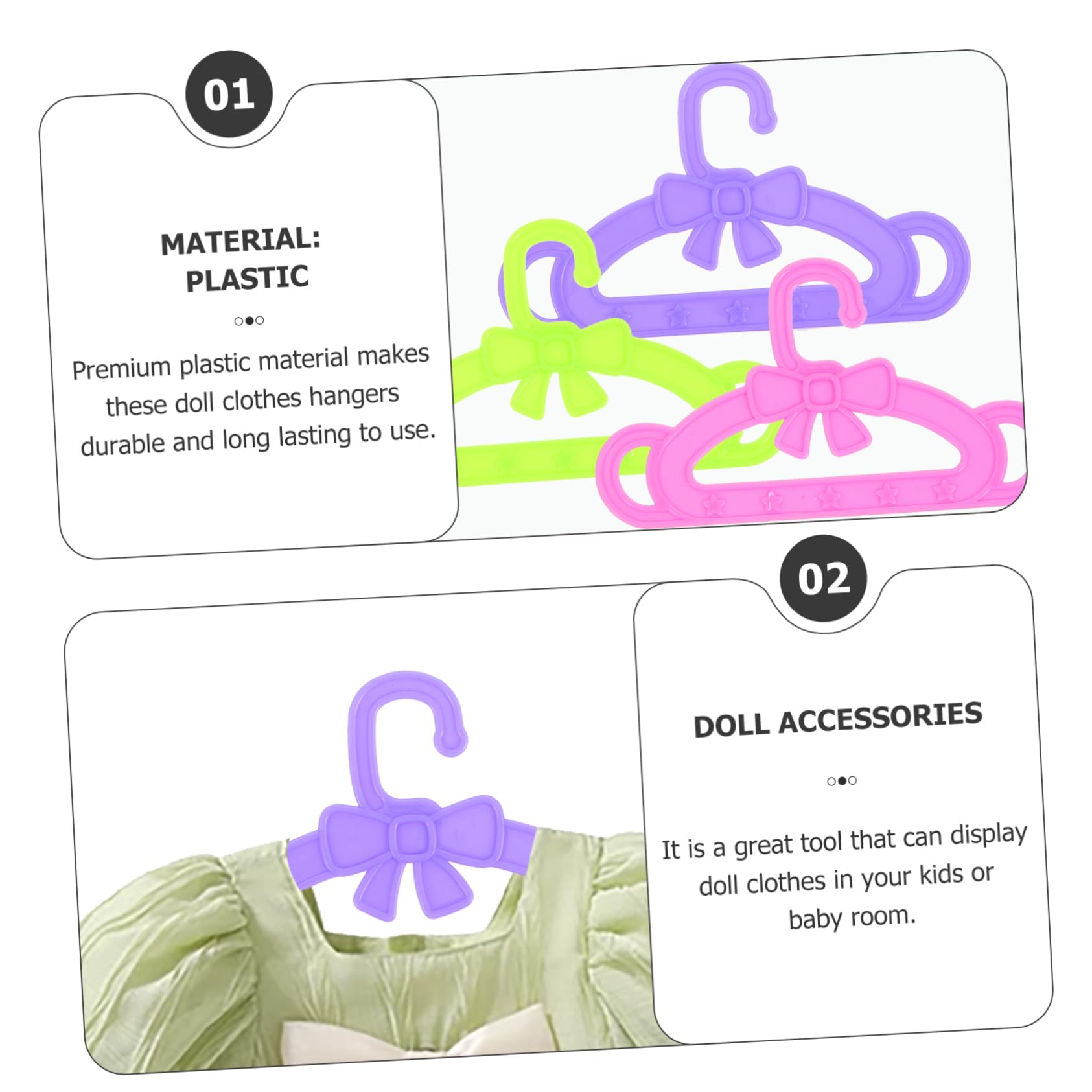 15 Piezas Colgadores de Ropa para Muñecas de Plástico Accesorios para Niñas Colgador para Organizar Ropa de Muñecos Habitaciones Infantiles