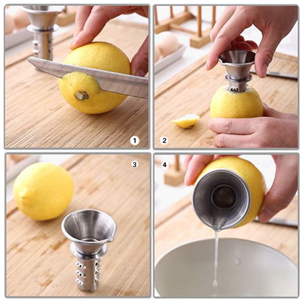 OVOS Presse-agrumes manuel en acier inoxydable 18/8 incassable pour jus d'orange, citron et citron vert, sans BPA, passe au lave-vaisselle (argent