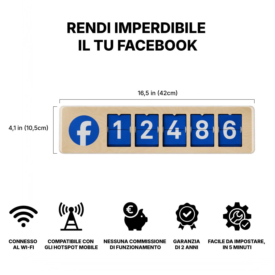 Licznik Obserwujących na Facebooku od Smiirl - Więcej obserwujących - Ruchome klapki w czasie rzeczywistym - Dla restauracji, sklepów itd - Wi-Fi i Hotspot - Łatwa instalacja (niebieski, 5 cyfr)
