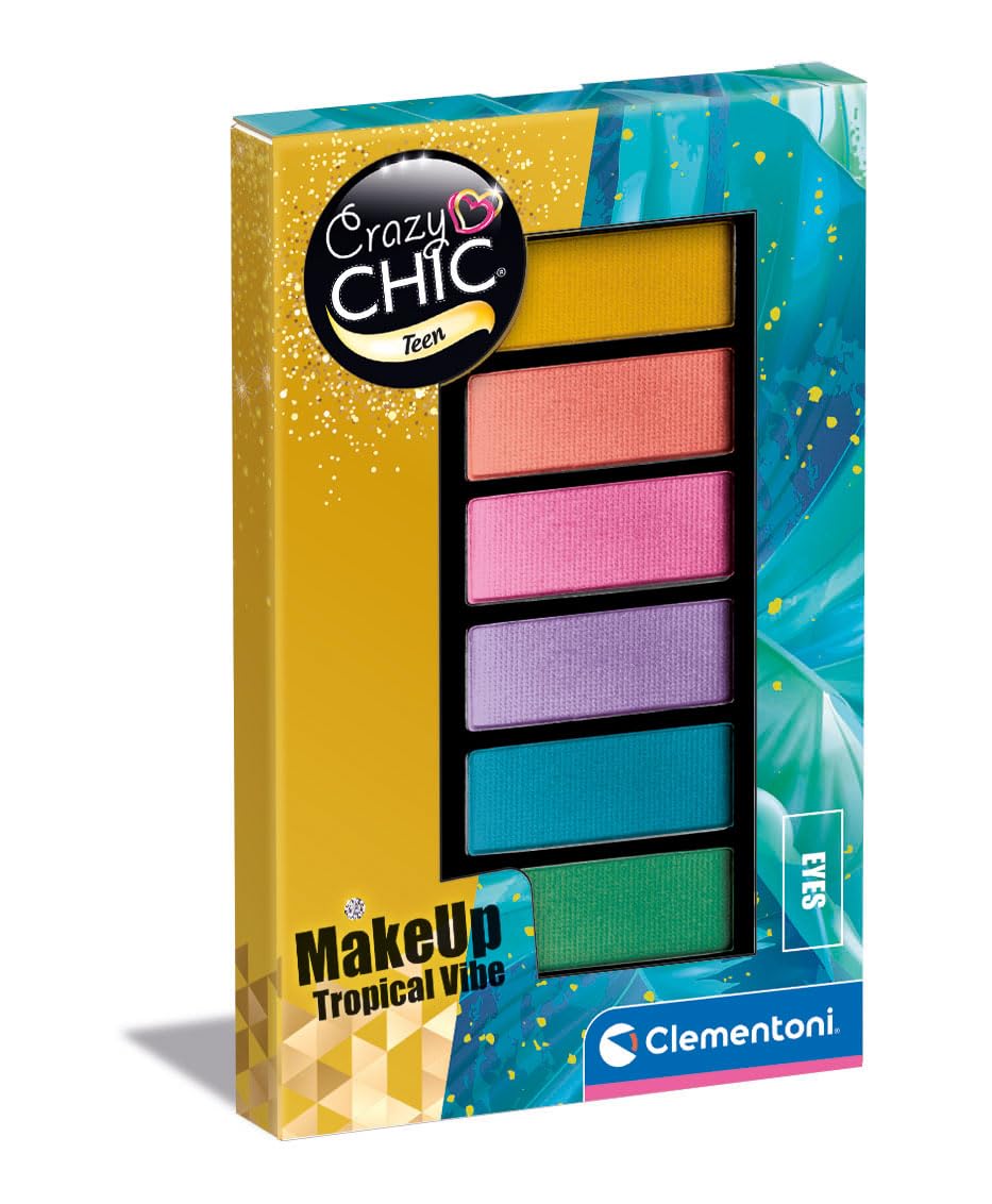 Clementoni Crazy Chic Eyeshadow Tropical Make Up Set For Kids, 7 Years Plus, Multi-Coloured - 18837