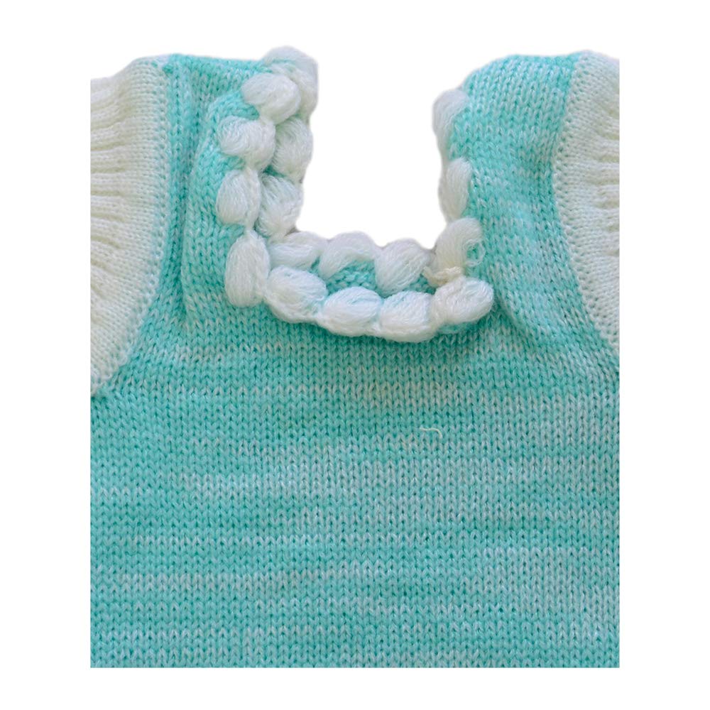 Little Angels Baby Sweater - 1 Pc Woollen Square Neck Solid Sleeveless Sweater Vest for Baby Boys 3 to 6 Months (Light Green) 2