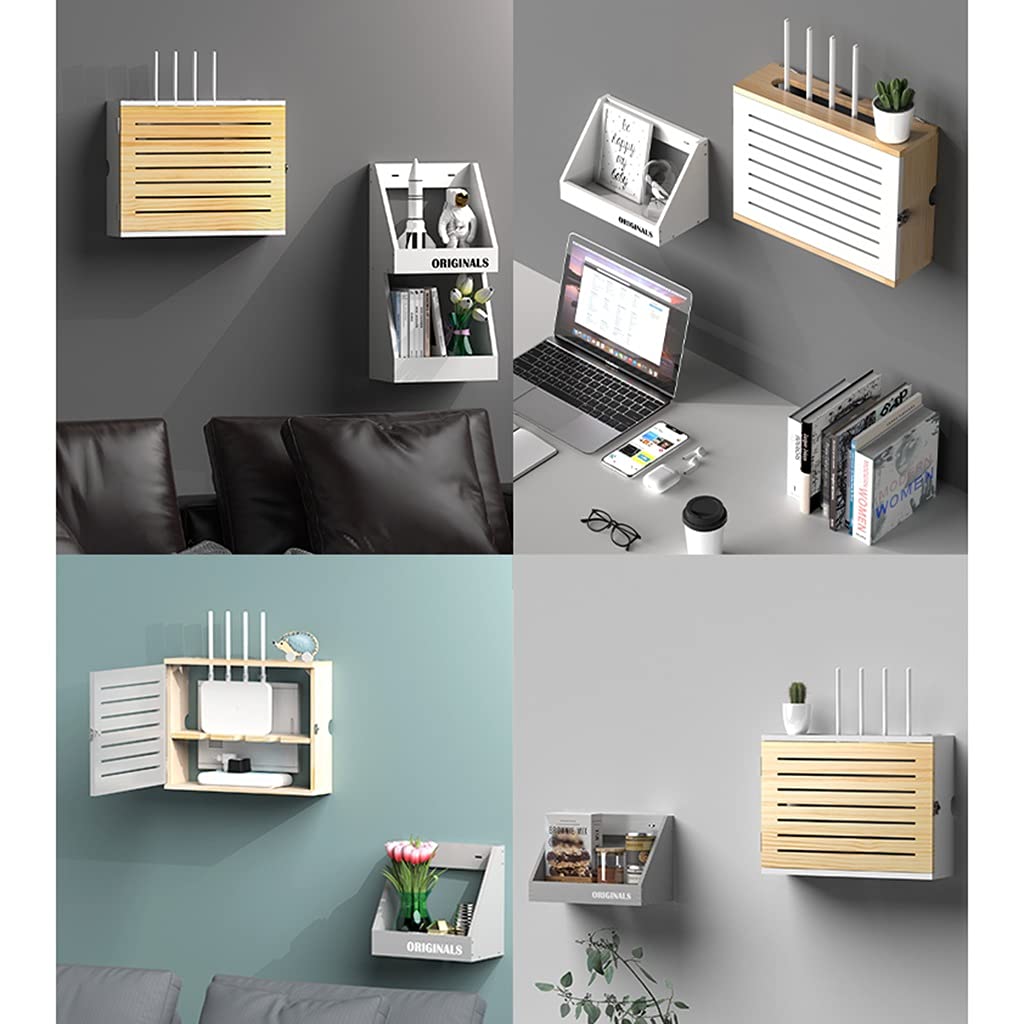 Scaffale per router WiFi wireless con scatola organizer per cavi per protezione da parete per presa TV e scatola di archiviazione WiFi Occlusione per router.