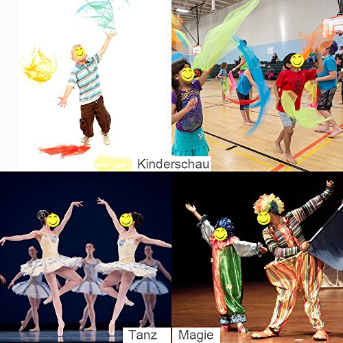 Rovtop 15 Stück Jongliertücher, Chiffontücher für Tanzen, Jonglieren, Sensorisches, Tanztücher, 60 x 60cm Bunte tücher – Bild 6