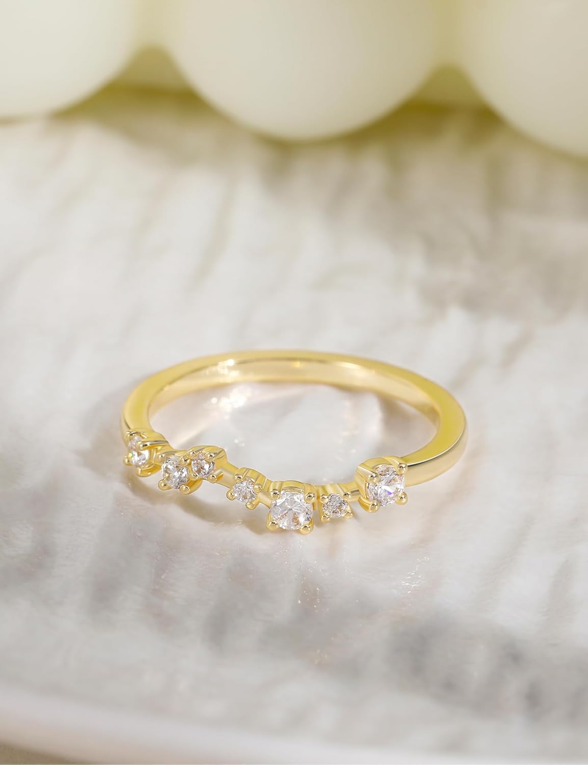 Mameloly 2.5mm 14K Gold Plated CZ Wedding Bands for Women Dainty Stackable Tiny Signet Ring Statement Rings for Her Size 3-10 - Image 2