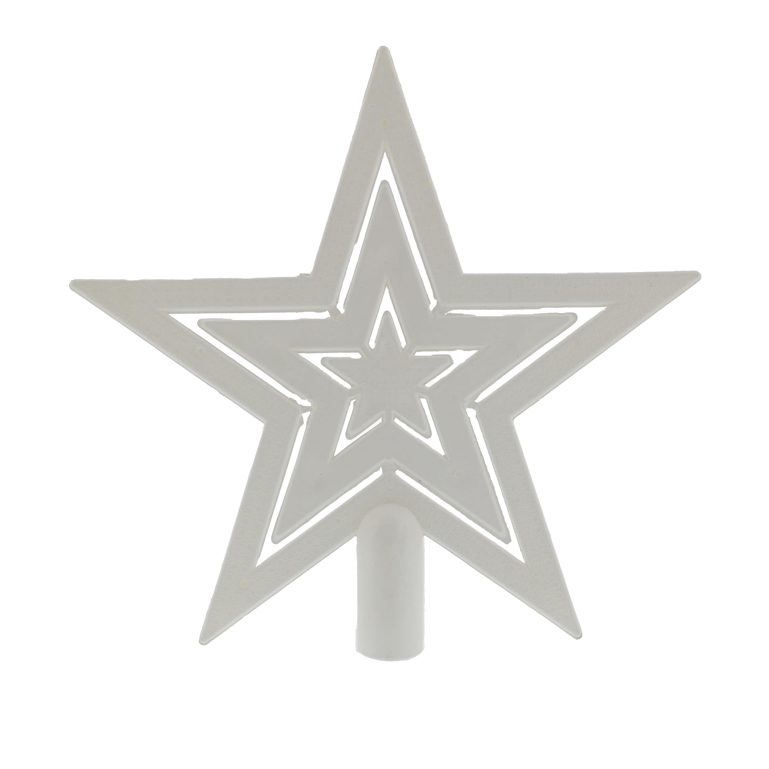 Festive Productions Christmas Tree Topper – 20 cm White Star – Five-Point Tree Top Decoration – Shatterproof Christmas Tree Ornament